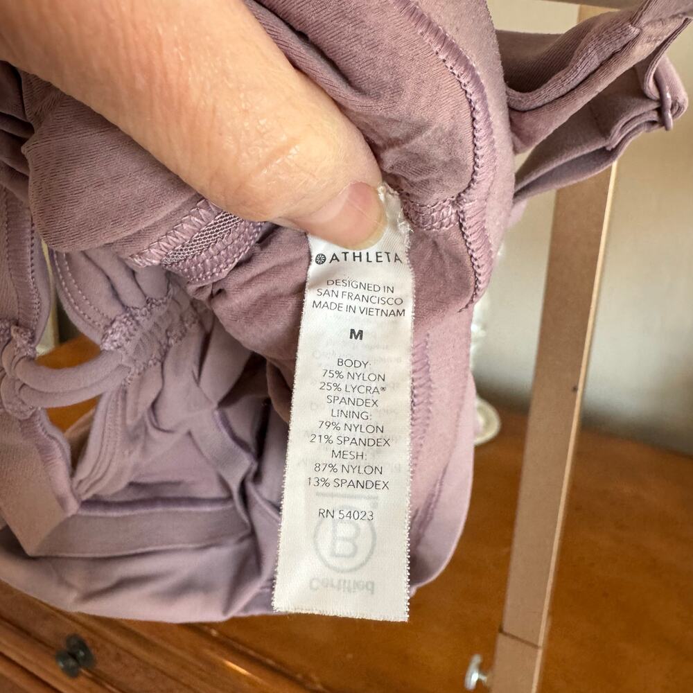 Athleta Cinch Longline Bra Floral Mauve Lavender M - Picture 6 of 8